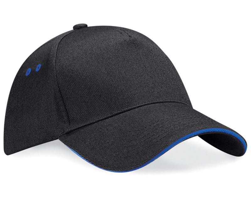 Ultimate 5-panel cap - sandwich peak - Black / Bright Royal