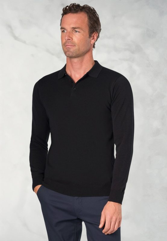 Casper Long Sleeve Polo Shirt - Black