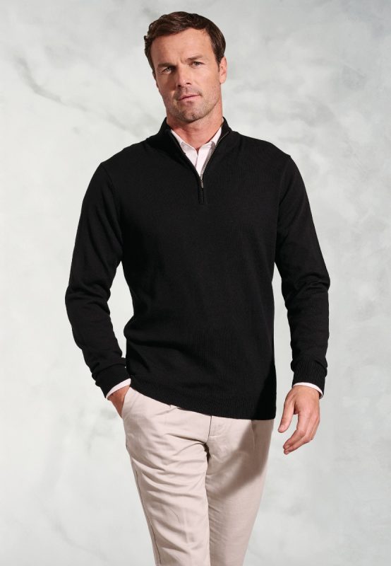 Copenhagen Merino Zip Neck Jumper - Black