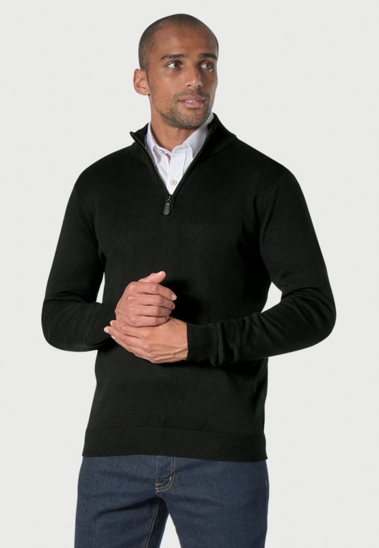 Dallas Zip Neck Jumper - Black