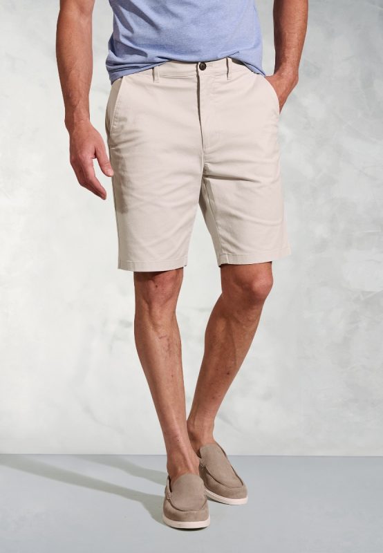 Leo Stretch Cotton Chino Shorts - Stone