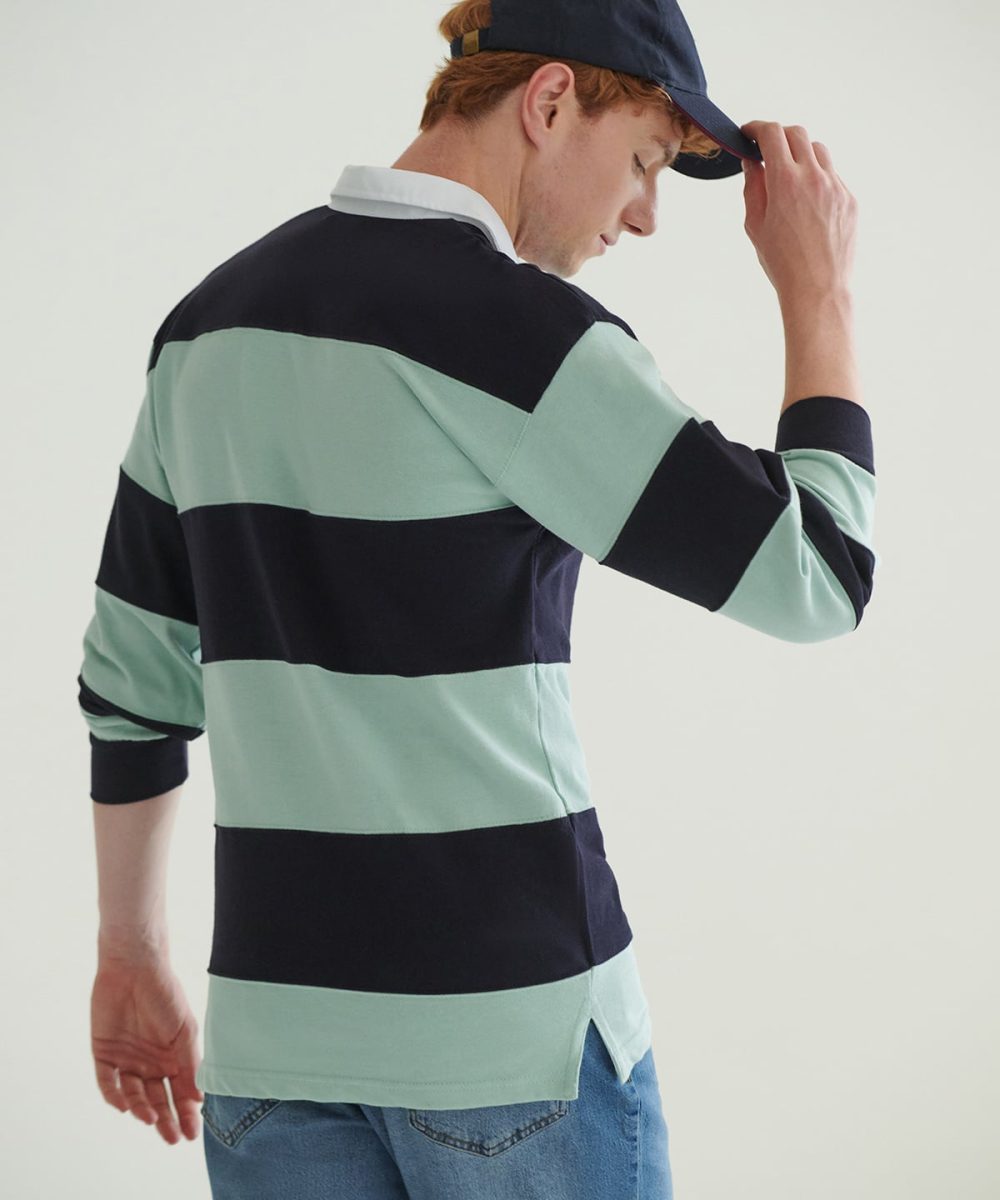 Sewn stripe long sleeve rugby shirt