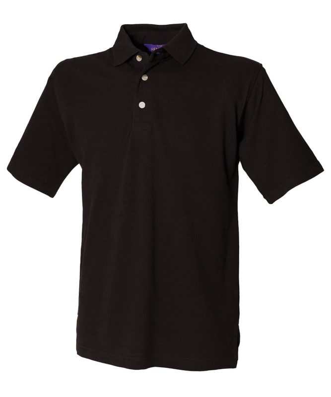 Classic cotton piqué polo with stand-up collar - Black