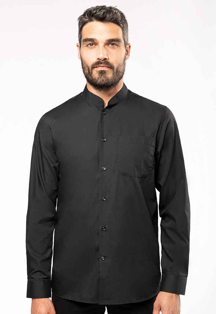Mandarin collar shirt long-sleeved (tailored fit)