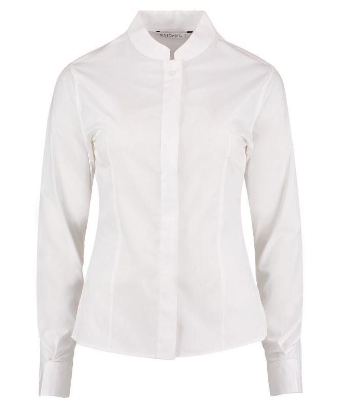 mandarin collar shirt long-sleeved (tailored fit) - White