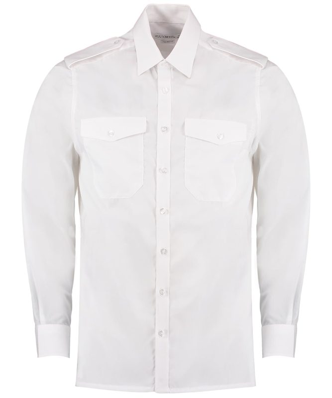 Pilot shirt long sleeved - White