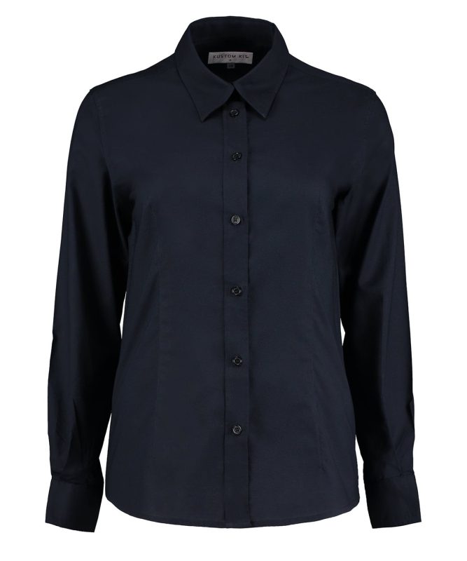 Kustom Kit Oxford Blouse long-sleeved - French Navy