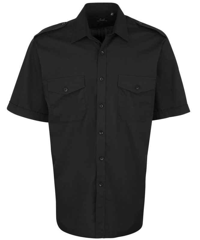 Short sleeve pilot shirt - Black