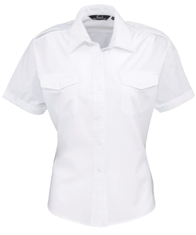 short sleeve pilot blouse - White