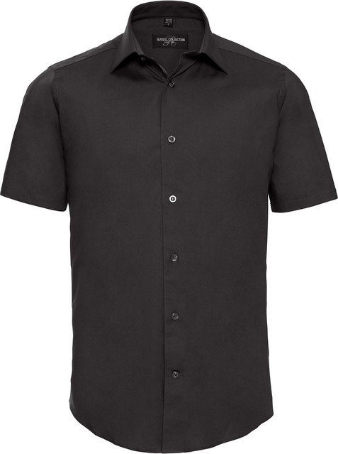 Short Sleeve Fitted Stretch Shirt - Black