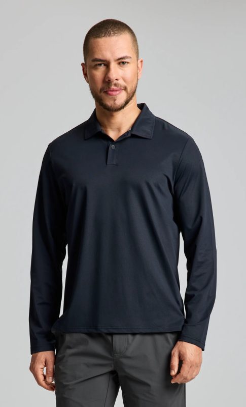 Tech Pique Polo Ls - Black Ink