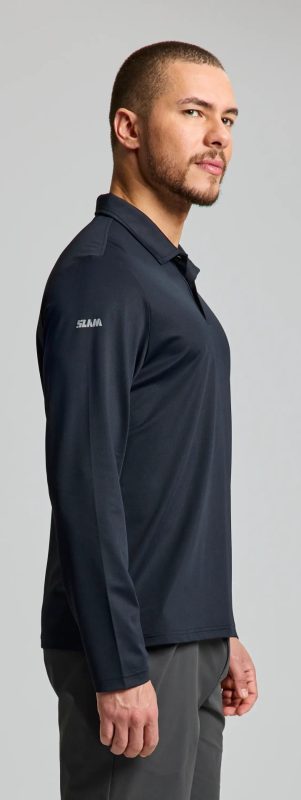 Tech Pique Polo Ls - Black Ink