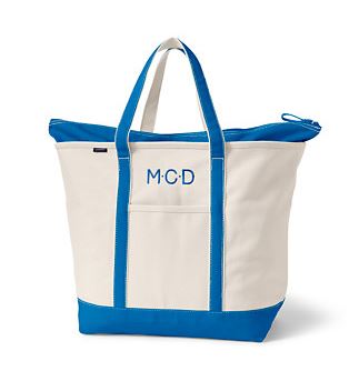Zip-Top Canvas Tote - Natural/Beacon Blue