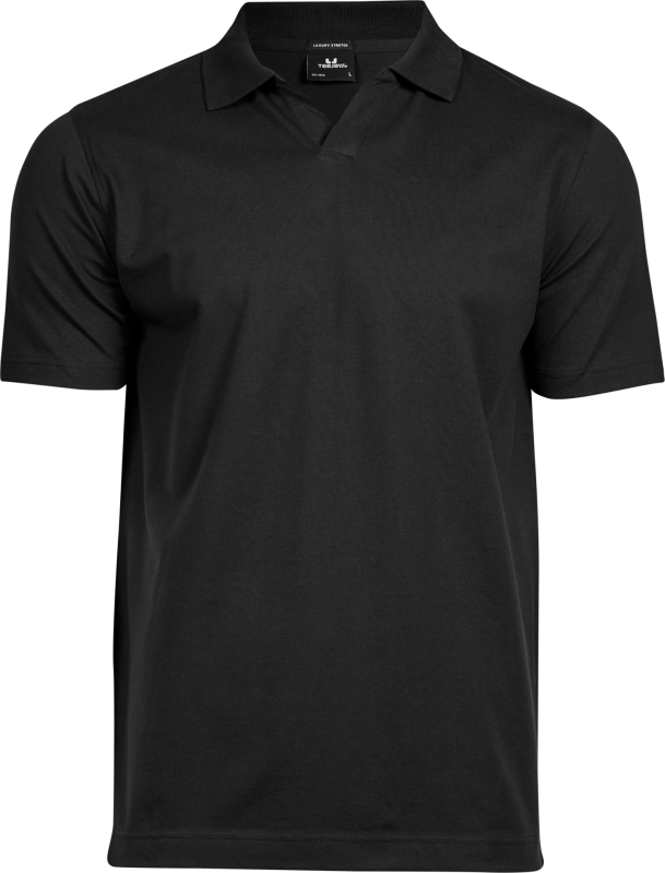 Luxury Stretch V-Neck Polo - Black