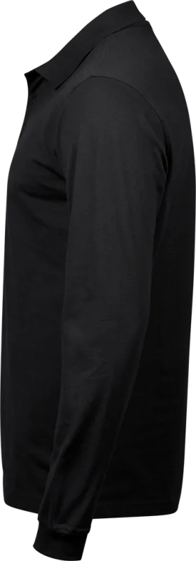 Luxury Stretch Long Sleeve Polo - Black