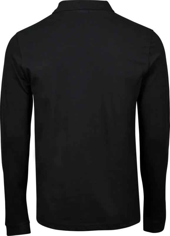 Luxury Stretch Long Sleeve Polo - Black