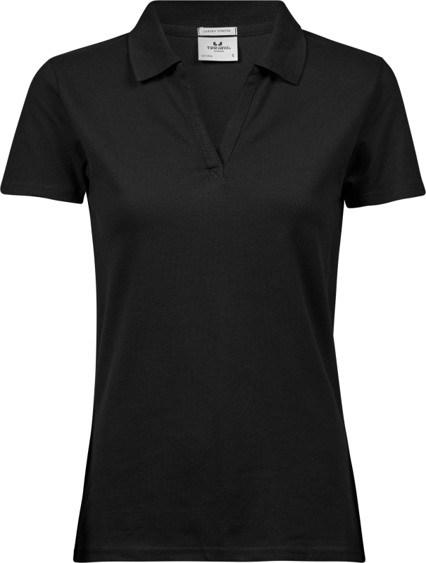 Luxury Stretch V-Neck Polo - Black