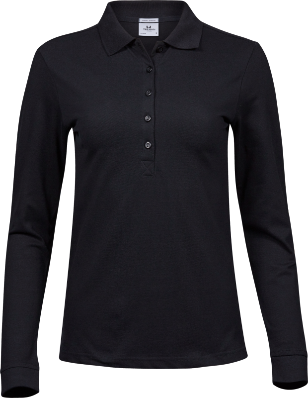 Luxury Stretch Long Sleeve Polo - Black