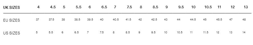 Musto Size Chart